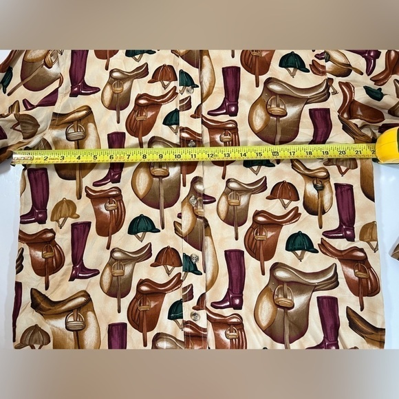 Vintage 90s Eagle's Eye tan button-up equestrian western boots szM blouse preppy - Picture 5 of 7